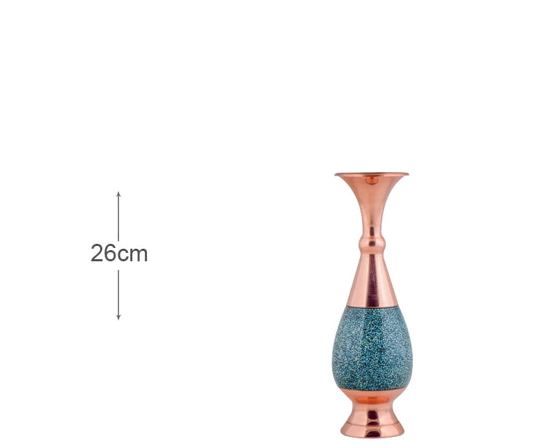 Luxury Handcrafted Turquoise & Copper Sorahi Vase | Decorative Home & Gifting Piece | Persis Antiques