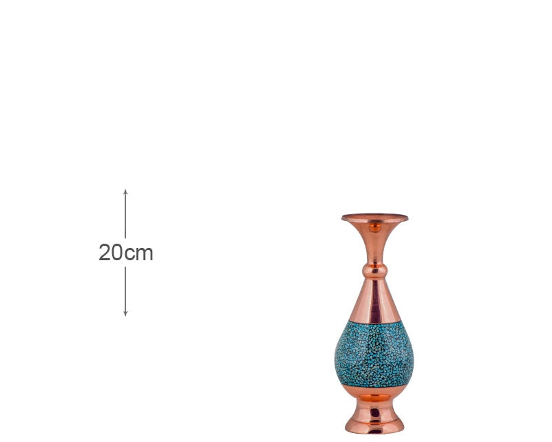 Luxury Handcrafted Turquoise & Copper Sorahi Vase | Decorative Home & Gifting Piece | Persis Antiques