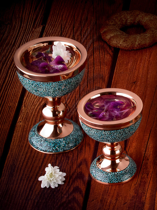 Luxury Handcrafted Turquoise & Copper Bowl | Decorative Dish & Premium Gifting | Persis Antiques