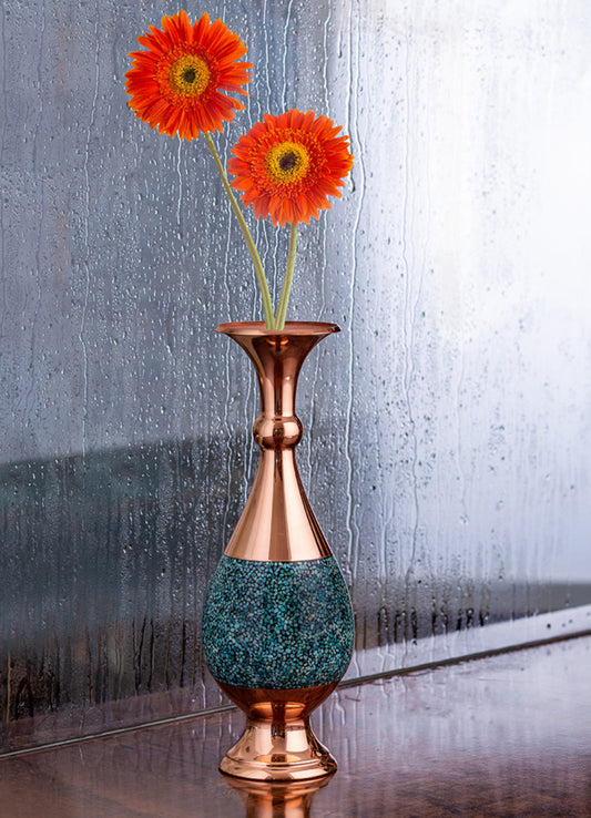 Luxury handcrafted turquoise vase, artisan-made decorative sorahi vase by Persis Antiques