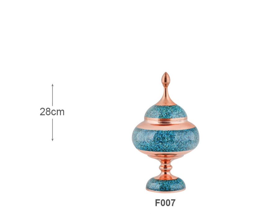Luxury Handcrafted Turquoise and Copper Bowl with Lid | Decorative Dish & Premium Gifting Piece | Persis Antiques