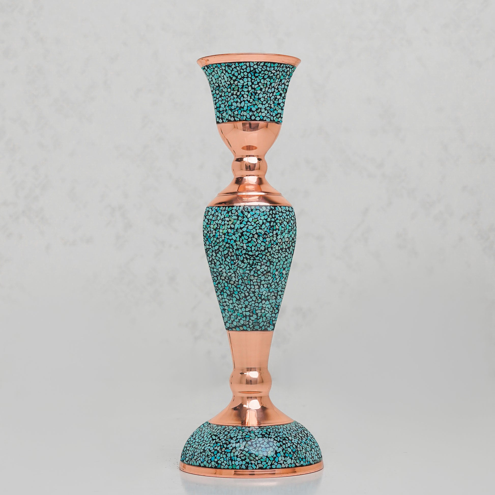 Decorative candle holder with turquoise and copper design luxury antique handcrafted candlestick

